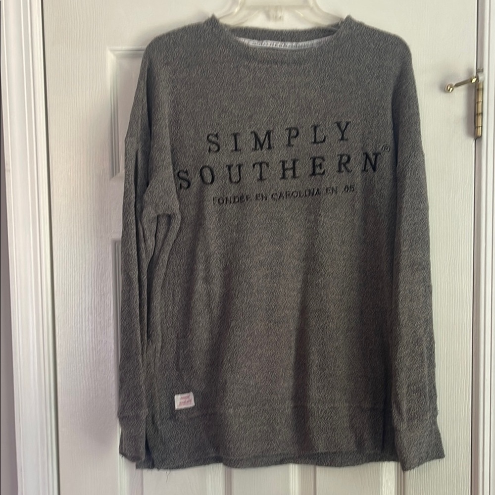 Simply Southern Gray Crewneck Terry Sweatshirt